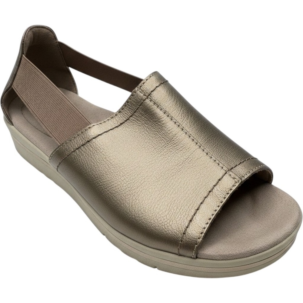 Earth Origins Carley Connie Platinum Metallic Leather Sandals Womens 9.5